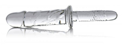 Brutus Glass Dildo Thruster - Textured Glass Dildo with Grooved Handle - Clear