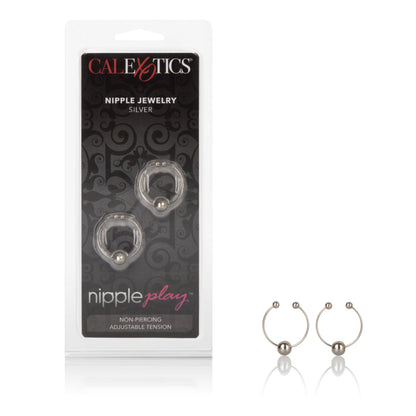 CalExotics Silver Nipple Play Nipple Jewelry – Non-Tarnishing Hoops with Beaded Ends