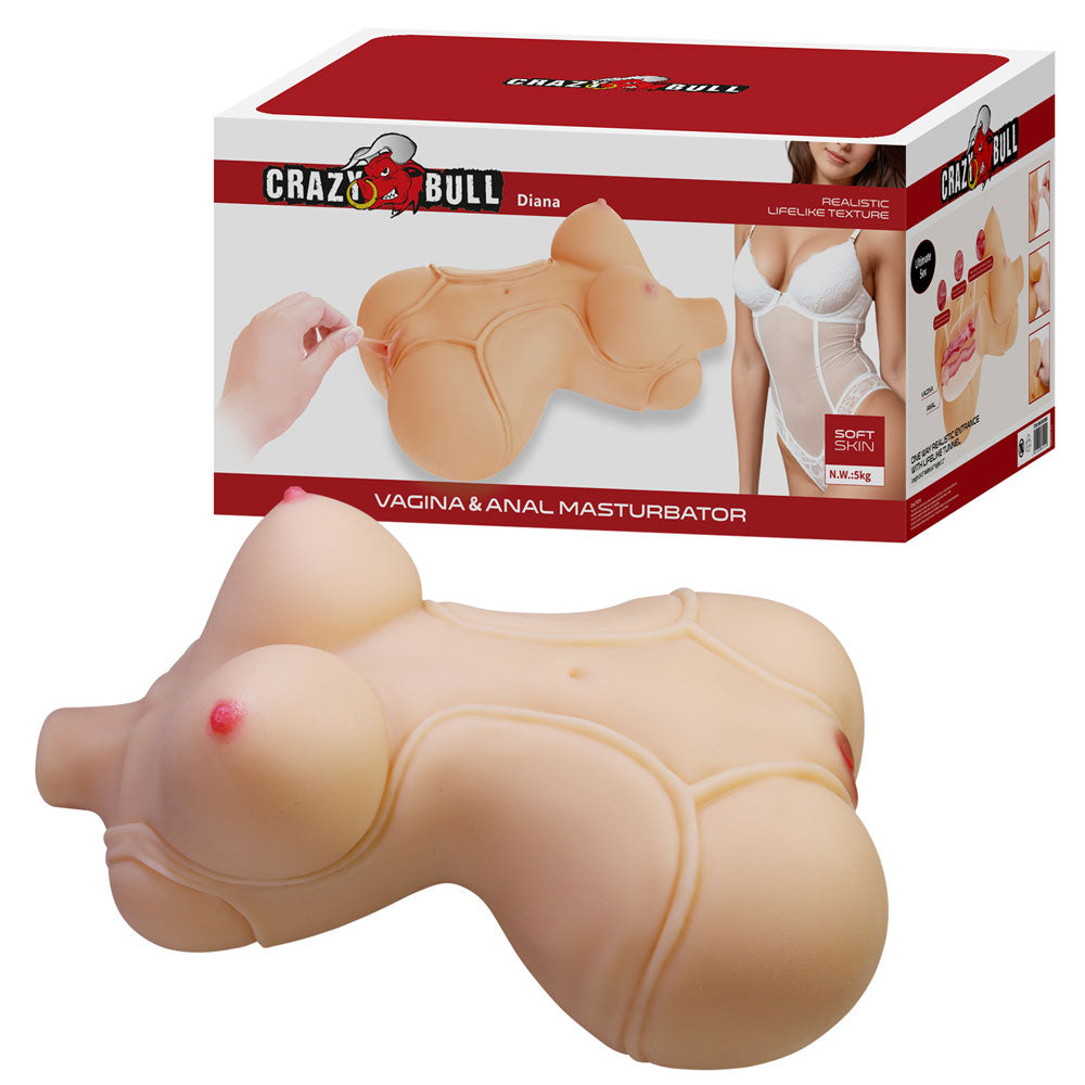 Pretty Love Diana Vagina and Anal Masturbator - Realistic Texture - White