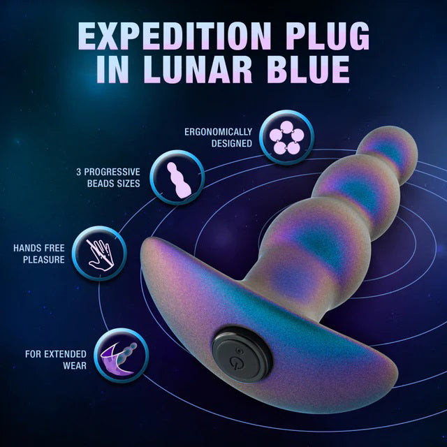 Blush Anal Adventures Matrix Expedition Plug - 10 Vibrating Functions - Lunar Blue