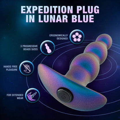 Blush Anal Adventures Matrix Expedition Plug - 10 Vibrating Functions - Lunar Blue