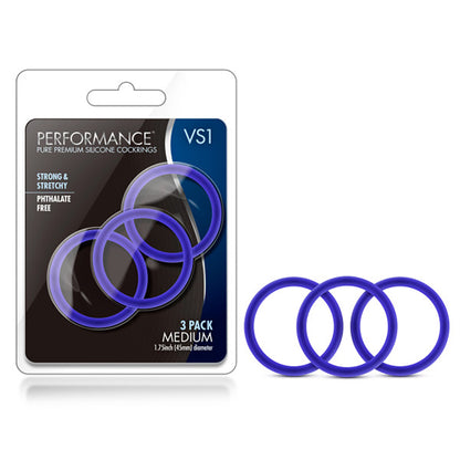 Blush Performance Vs1 Pure Premium Silicone Cockrings – Medium – Indigo