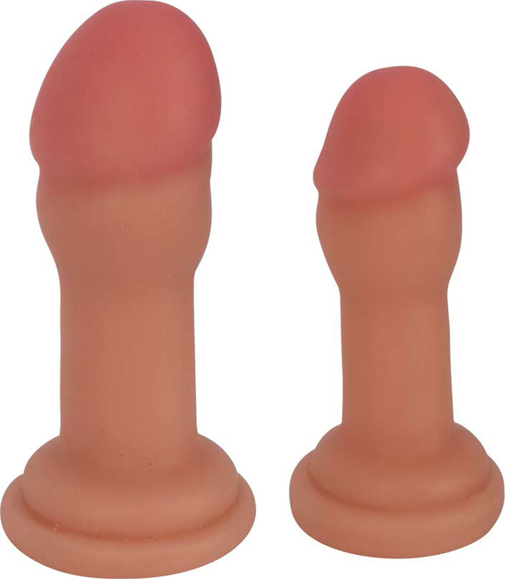 Curve Toys Jock Anal Plug Duo - Realistic Suction Cup Design - Beige
