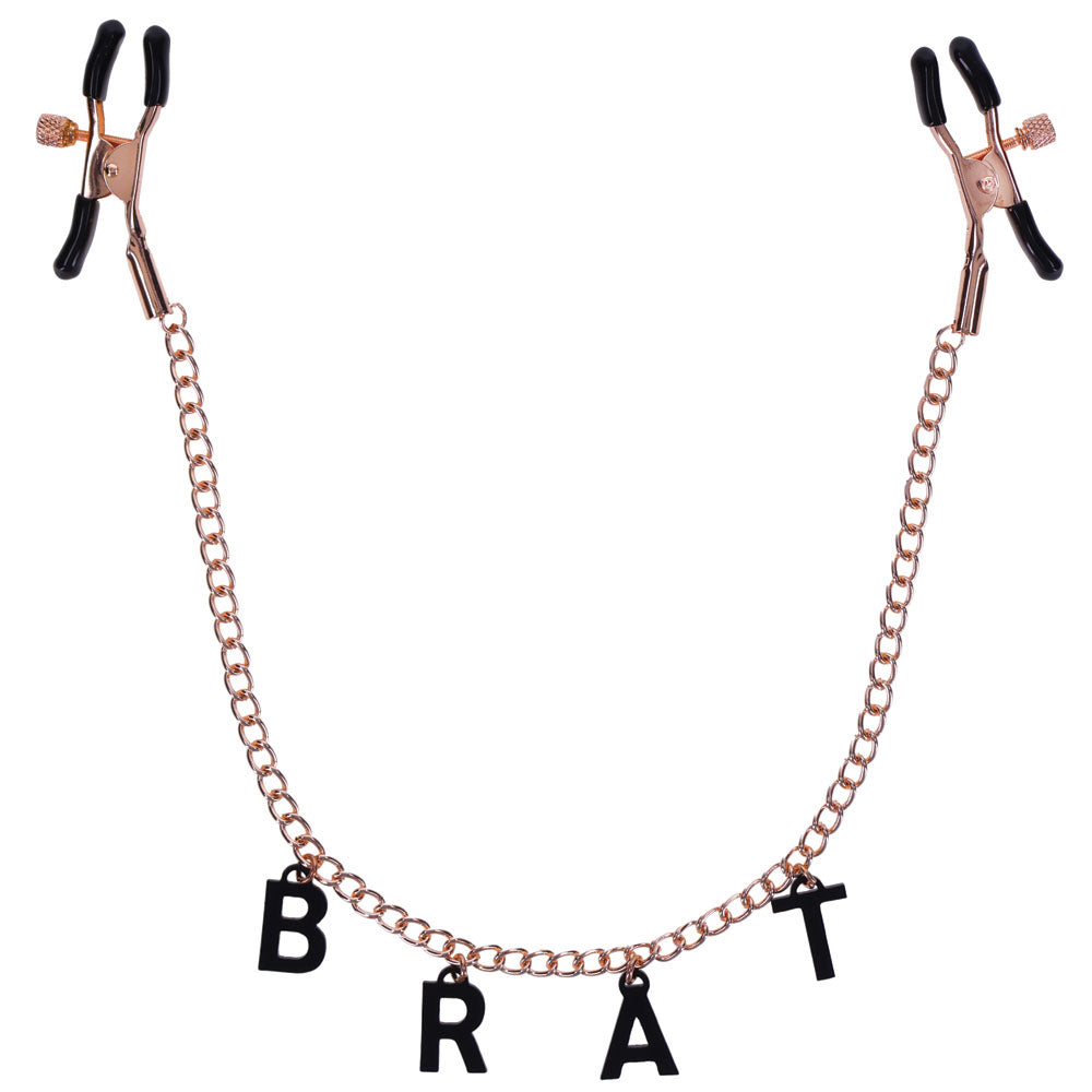 Brat Charmed Nipple Clamps - Rose Gold - Adjustable Tension with Charms