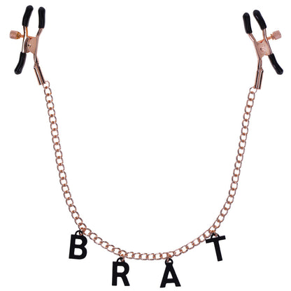 Brat Charmed Nipple Clamps - Rose Gold - Adjustable Tension with Charms
