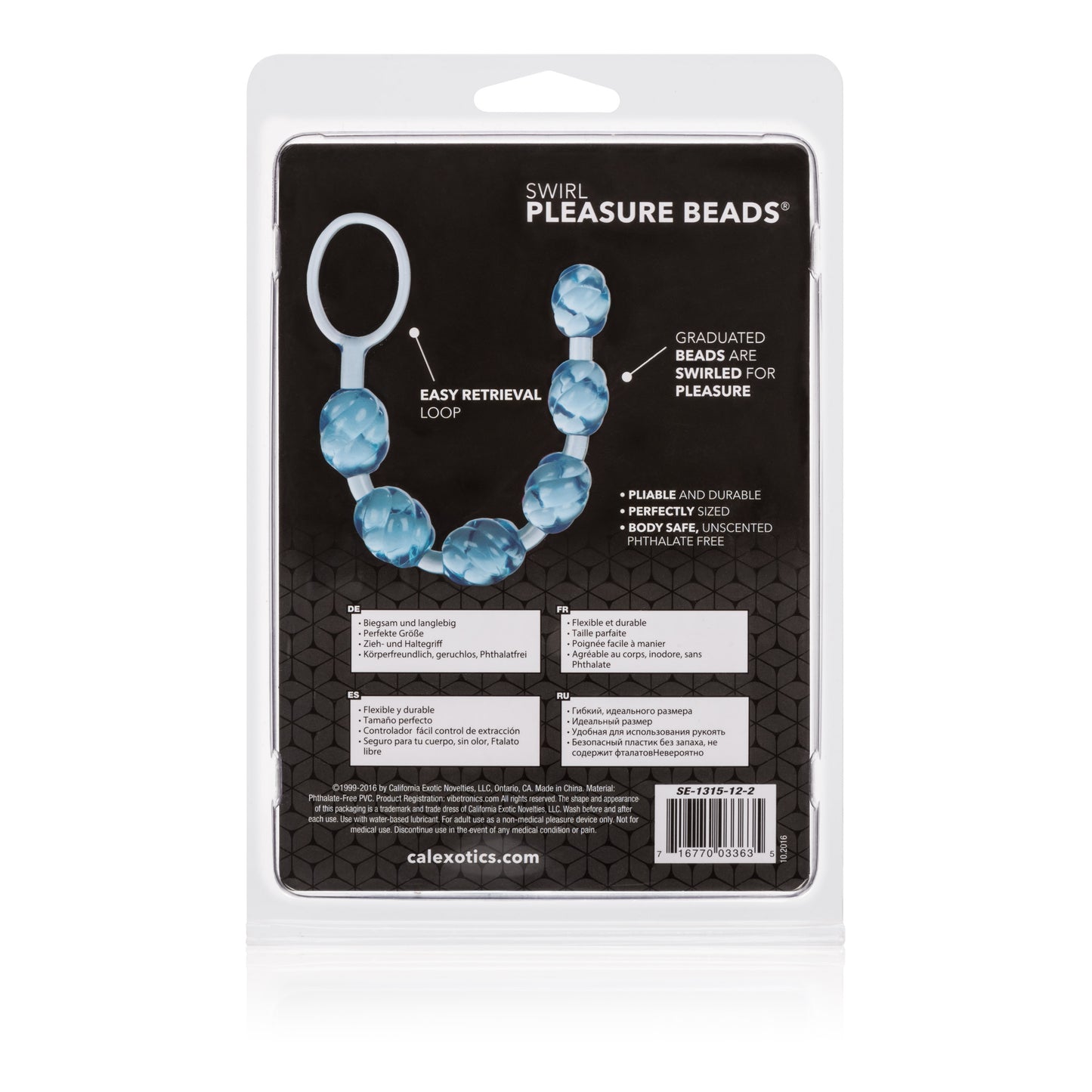 CalExotics Swirl Pleasure Beads - Flexible Graduated Beads - Blue