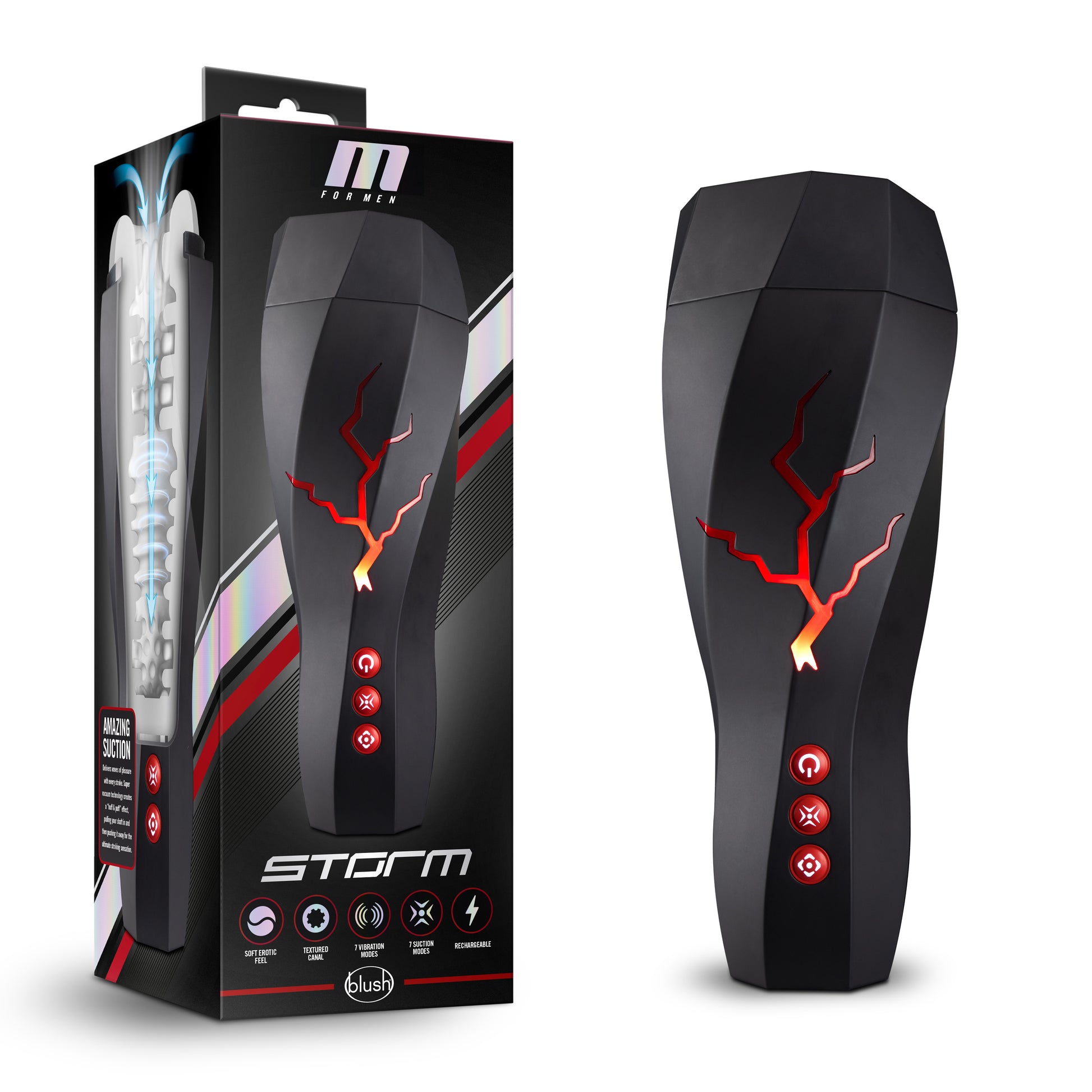 Blush M for Men Storm Masturbator Cup with 7 Vibration Functions - White