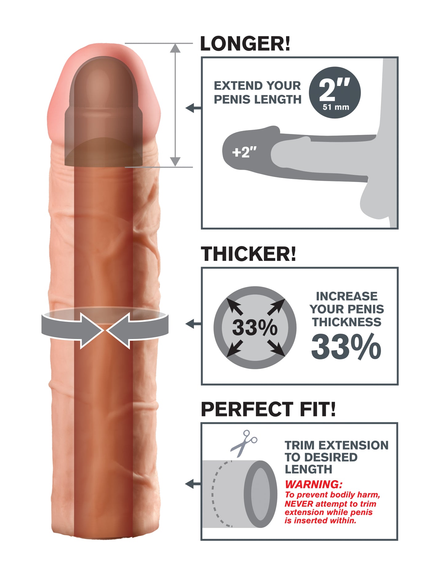 Pipedream Fantasy X-Tension Perfect 2-Inch Extension - Beige
