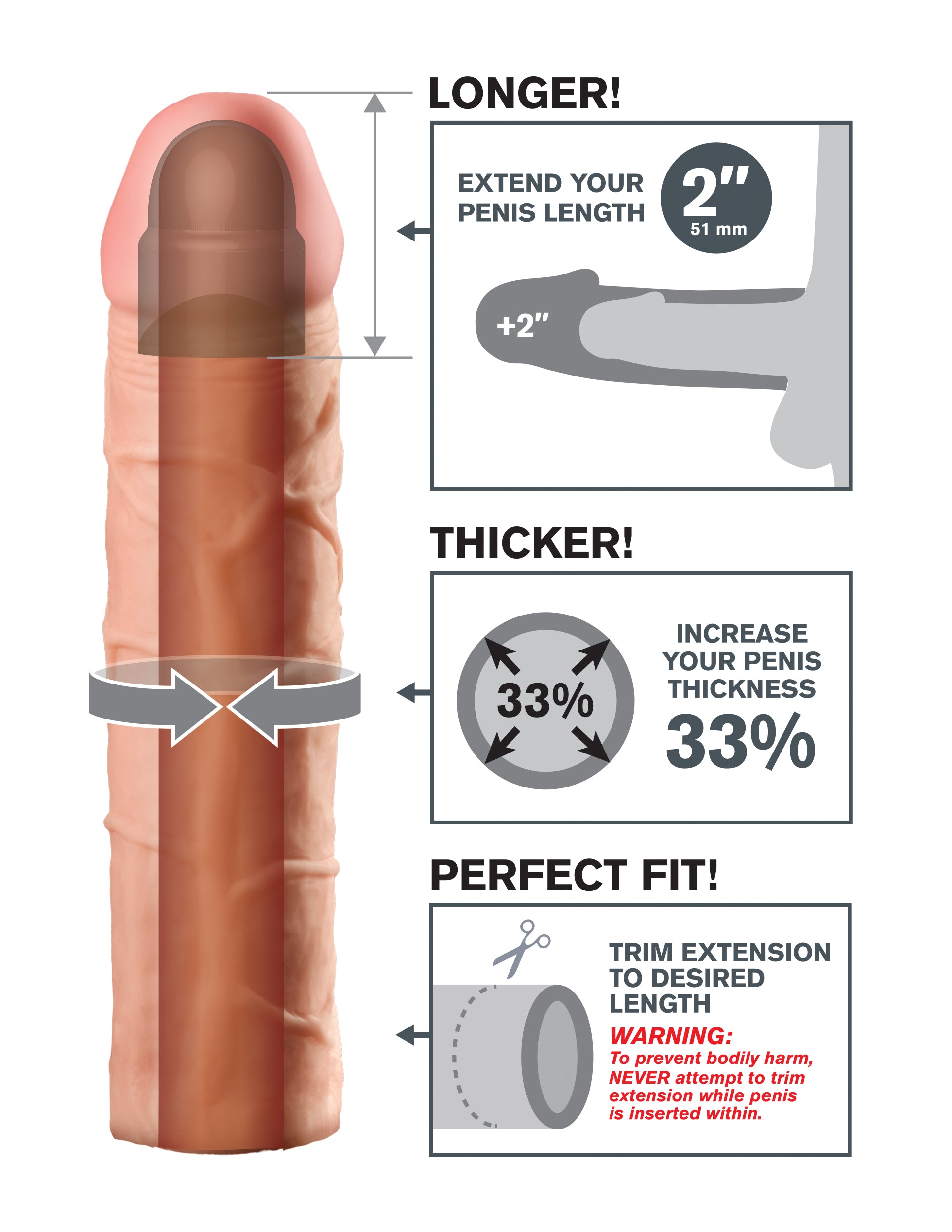 Pipedream Fantasy X-Tension Perfect 2-Inch Extension - Beige