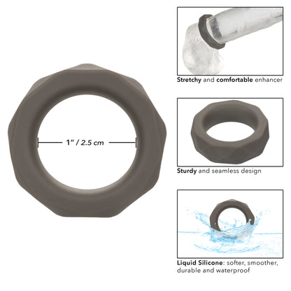 CalExotics Alpha Liquid Silicone Prolong Prismatic Ring - Gray