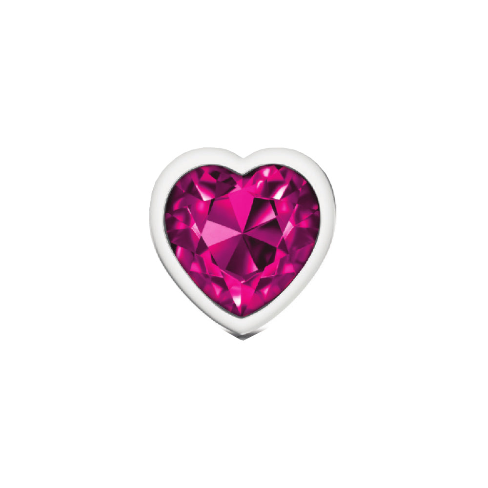 Cheeky Charms Medium Silver Metal Anal Plug with Bright Pink Heart Gem