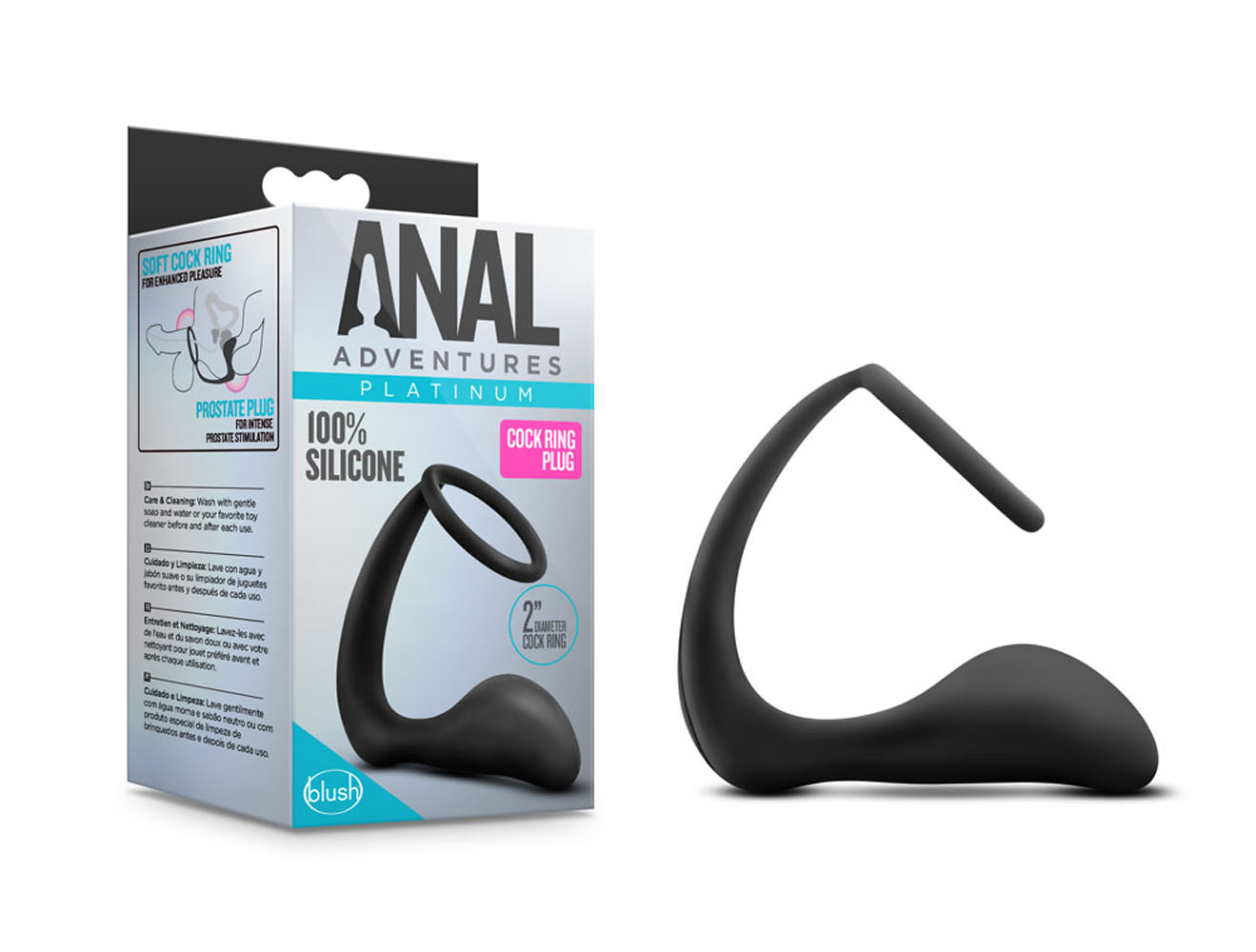 Anal Adventures Platinum Cock Ring Plug – Black