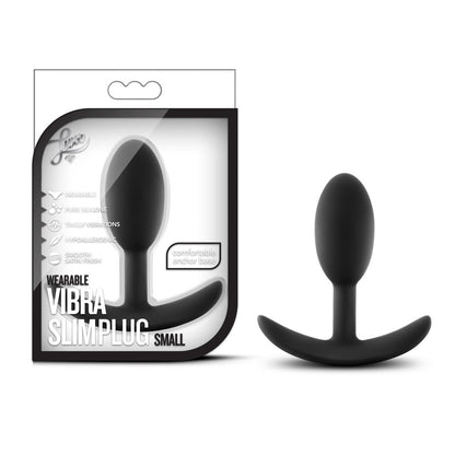 Luxe Wearable Vibra Slim Plug - Small - Black - Body Safe Silicone