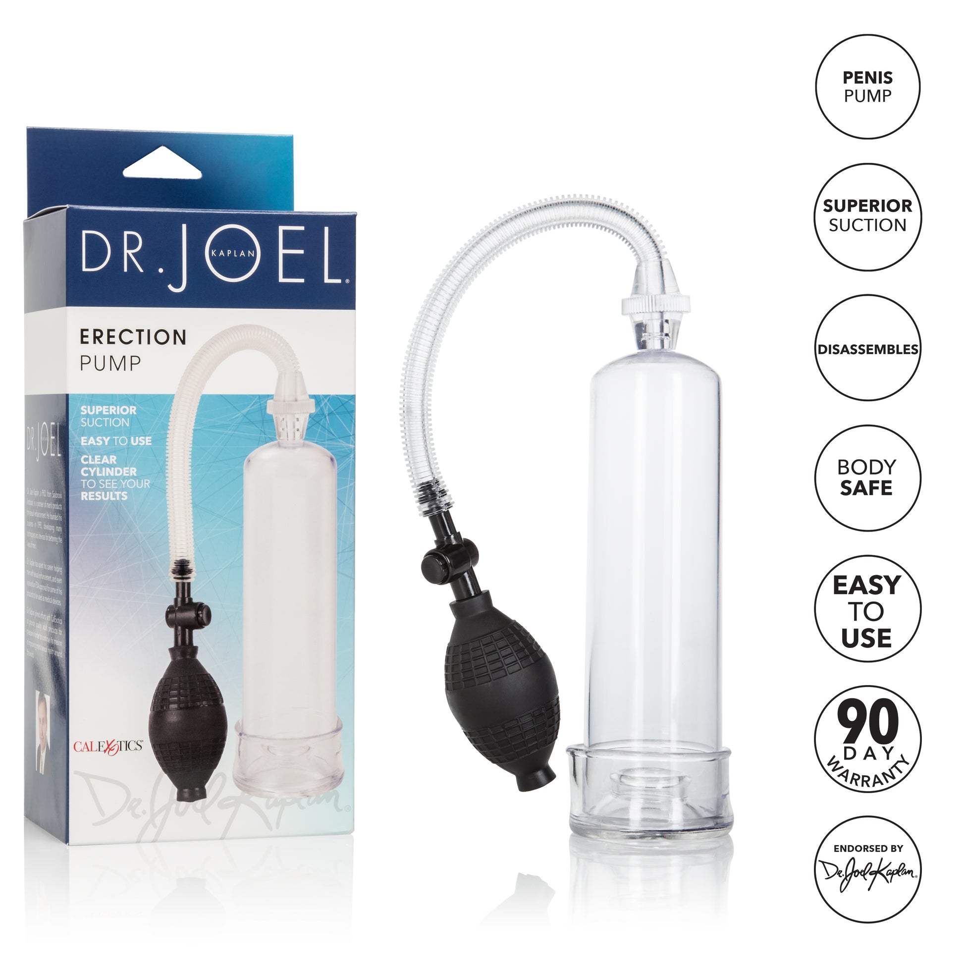 Dr. Joel Kaplan Erection Pump – Clear Cylinder Pump with EZ Squeeze Bulb