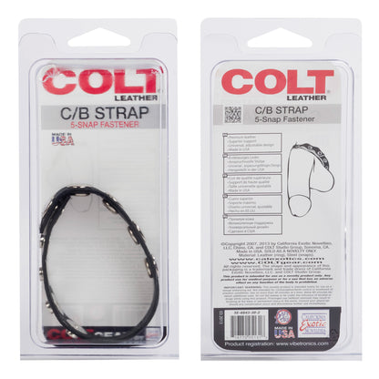 CalExotics Colt Adjustable 5 Snap Leather Strap - Black