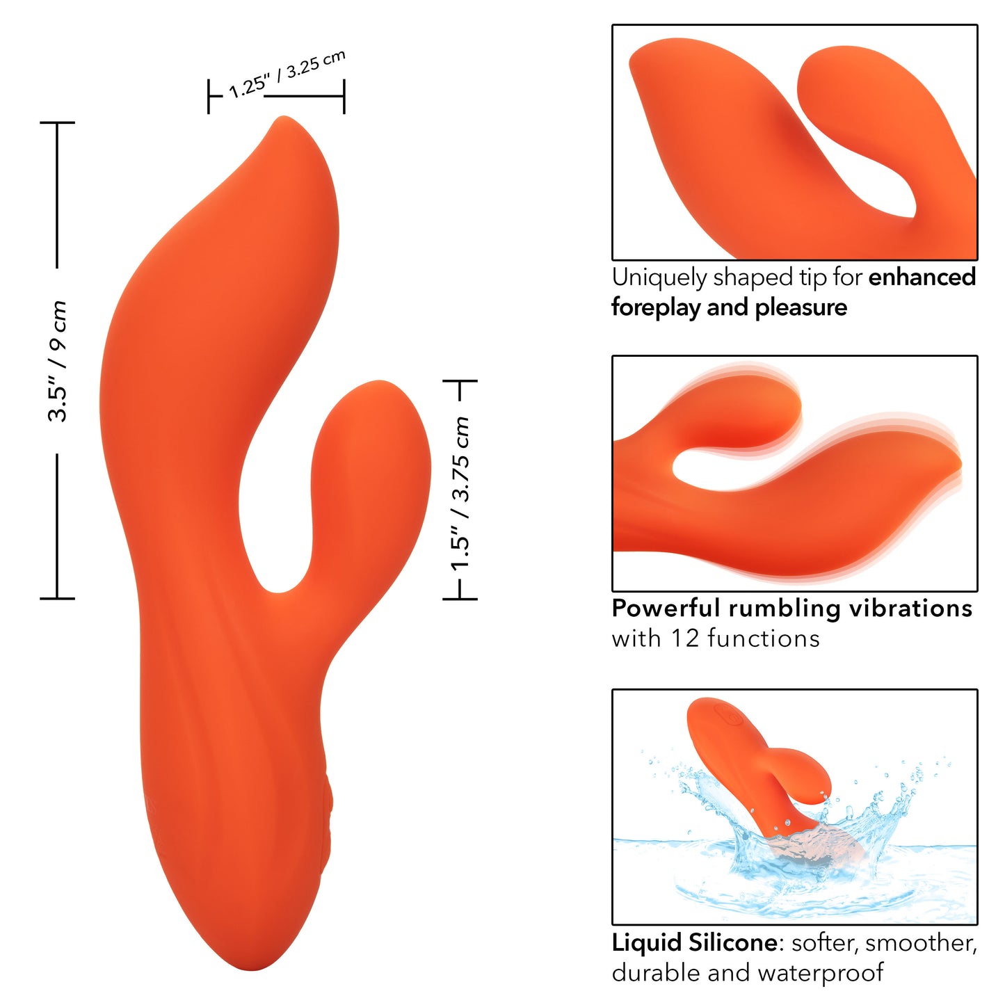 CalExotics Stella Liquid Silicone Dual Teaser - Orange - G-Spot and Clitoral Stimulation