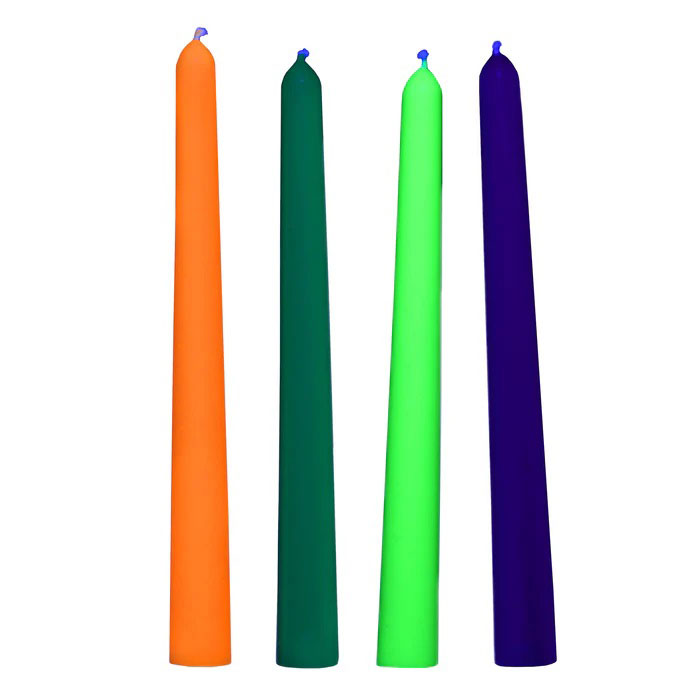 XR Brands Glow Wax UV Blacklight Reactive Drip Candles Set of 4 – Multi-Color