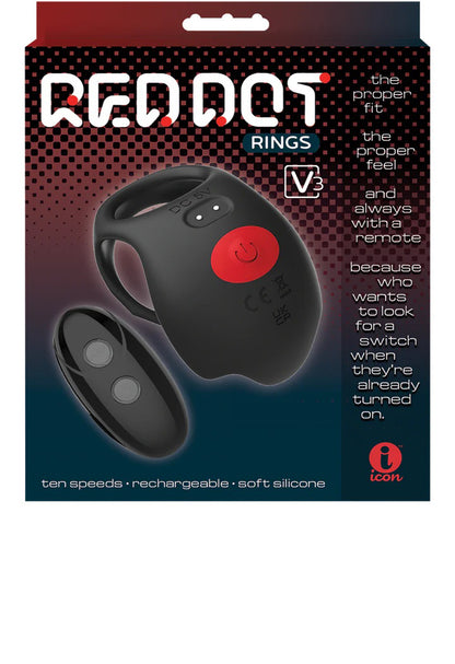 Red Dot V3 Vibrating Cock Ring with Remote – Black/Red
