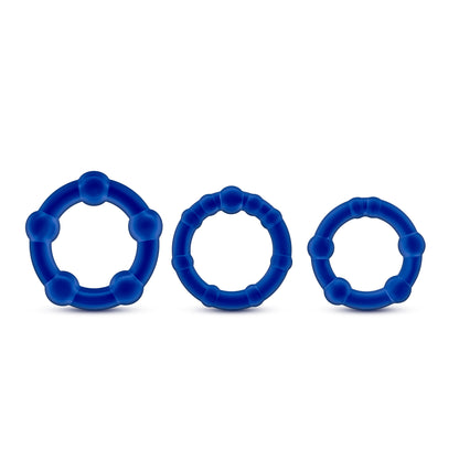 Blush Stay Hard Beaded Cock Rings – 3 Pack – Blue