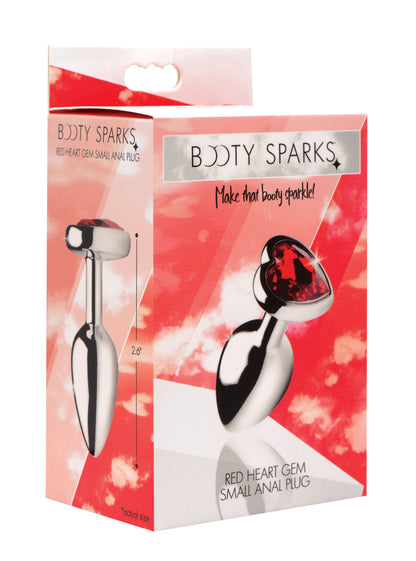 Red Heart Gem Anal Plug - Small - Nickel-Free Aluminum with Heart-Shaped Gem - Red