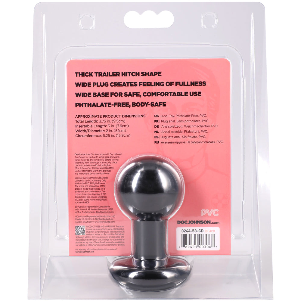 Doc Johnson Round Butt Plug Small Anal Plug, Phthalate-Free, Black