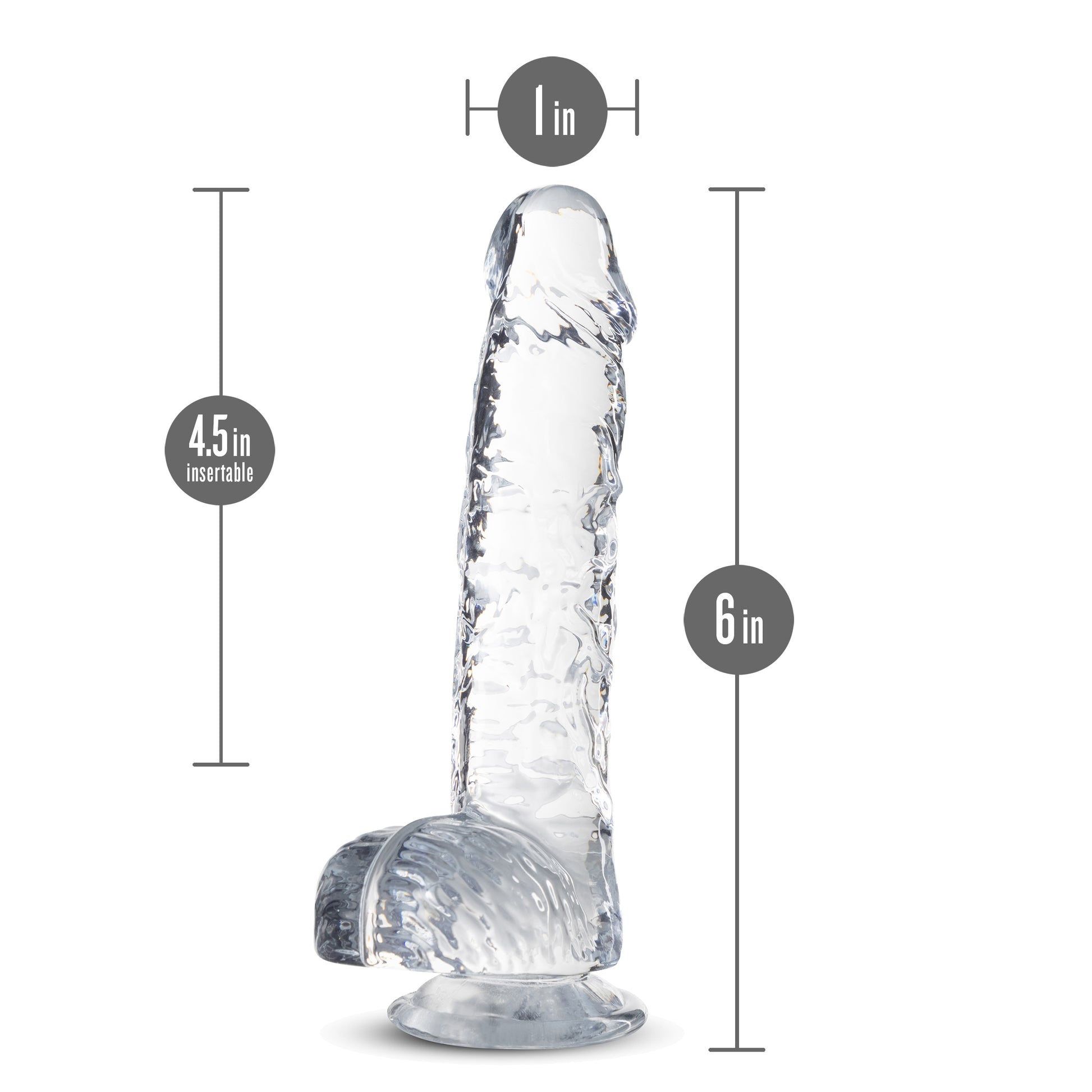 Blush Naturally Yours 6 Inch Crystalline Dildo - Clear - Life-like Design with Suction Cup Base