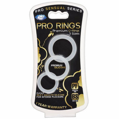 Cloud 9 Pro Sensual Silicone Cock Ring Set – Clear – 3 Sizes