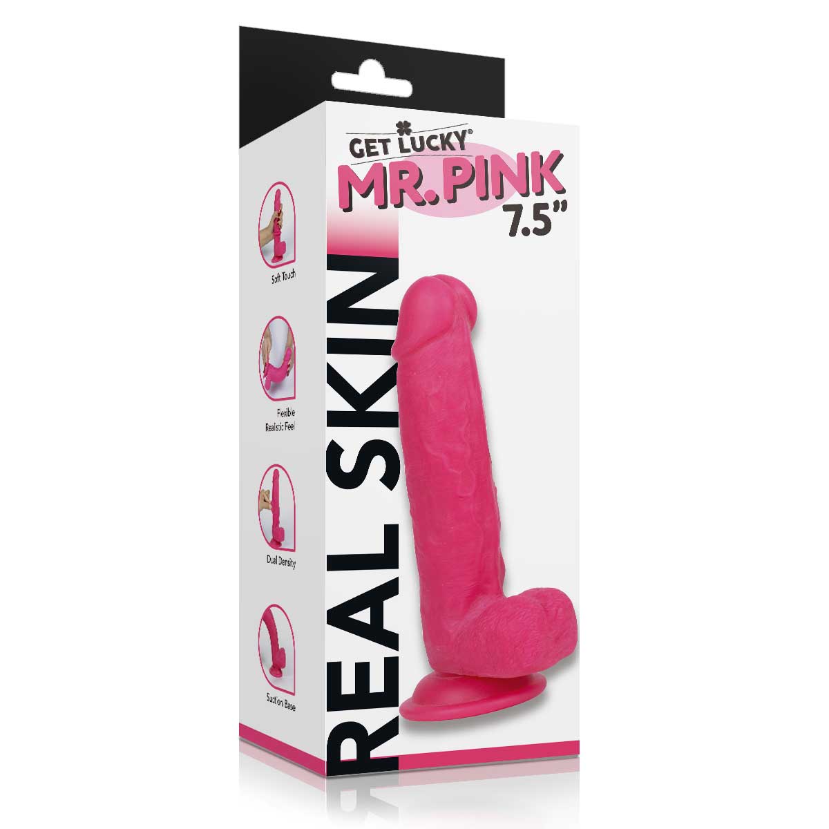 Real Skin Mr. Pink 7.5" Dual Layer Dildo - Waterproof, Suction Cup, Pink