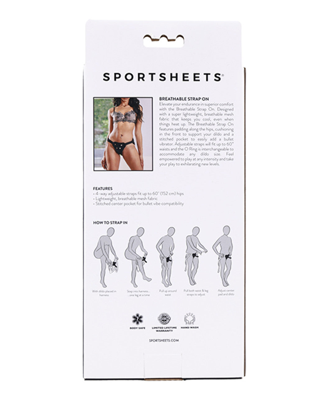 Sportsheets Breathable Strap On – Black – Lightweight with Adjustable Straps