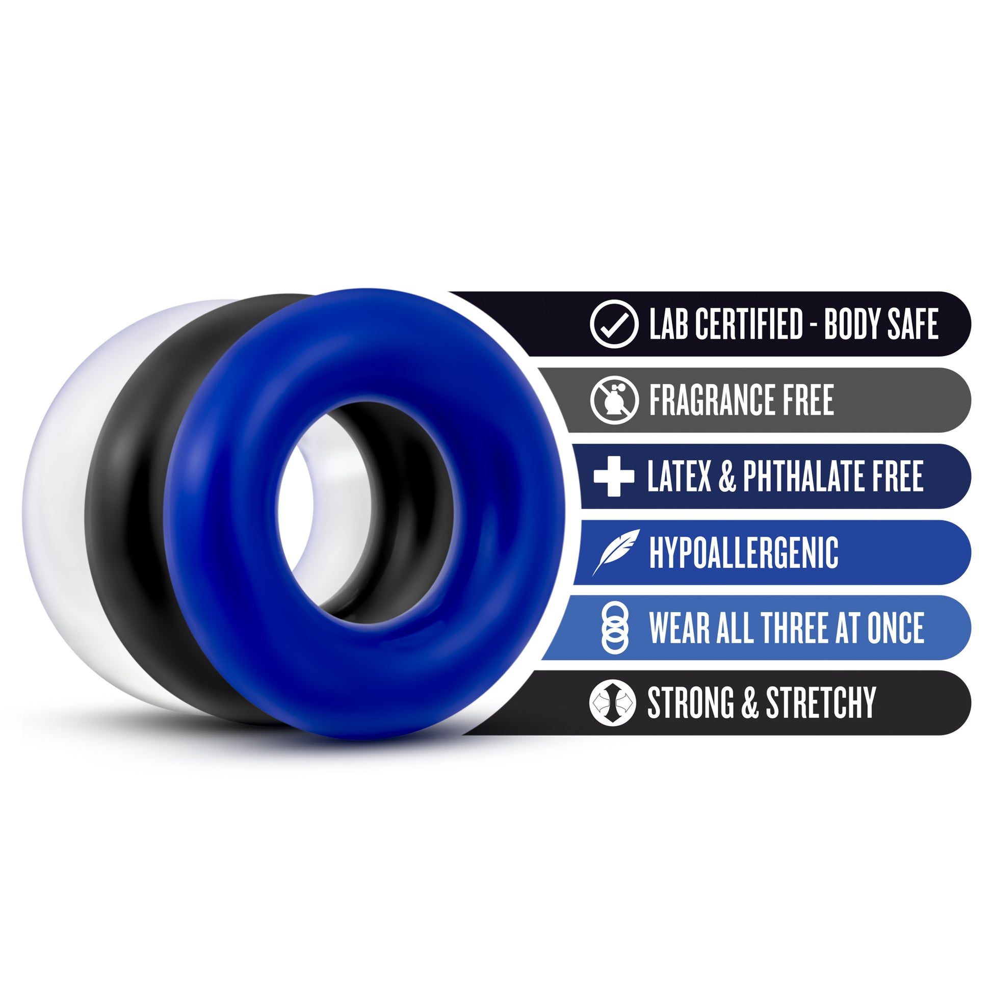 Blush Stay Hard Donut Rings – Cock Rings for Enhanced Stamina – Multi
