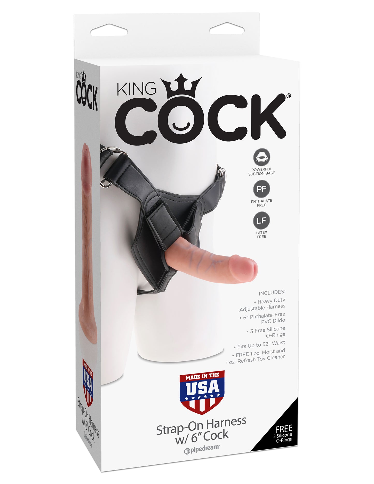 Pipedream King Cock Strap-On Harness with 6-Inch Dildo - Beige