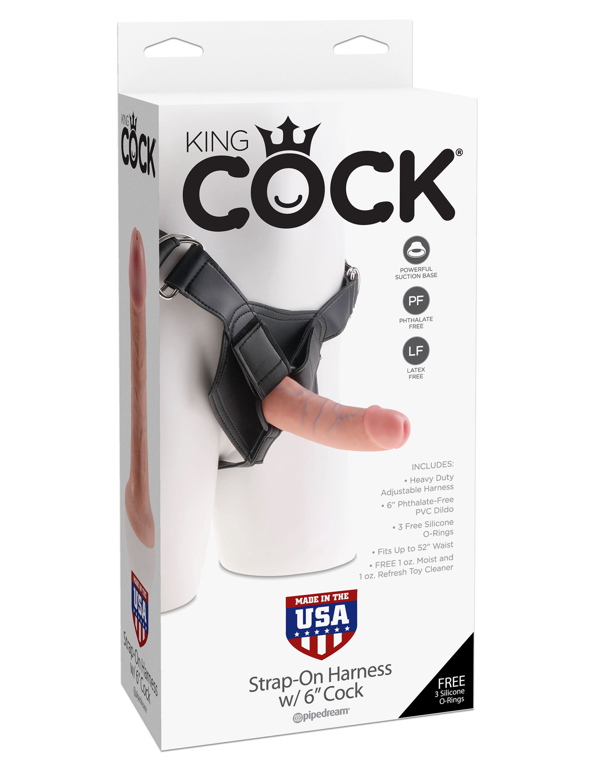 Pipedream King Cock Strap-On Harness with 6-Inch Dildo - Beige