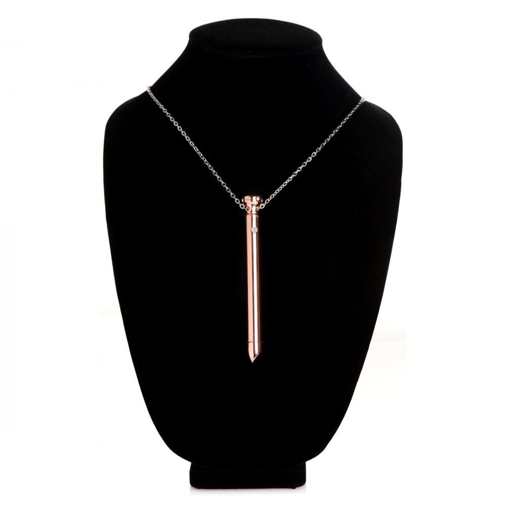 XR Brands 7x Vibrating Necklace - Rechargeable Vibrator with 7 Vibration Patterns - Rose Gold