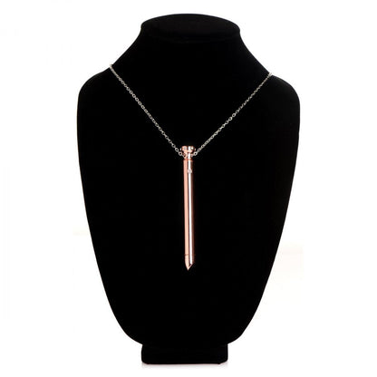 XR Brands 7x Vibrating Necklace - Rechargeable Vibrator with 7 Vibration Patterns - Rose Gold