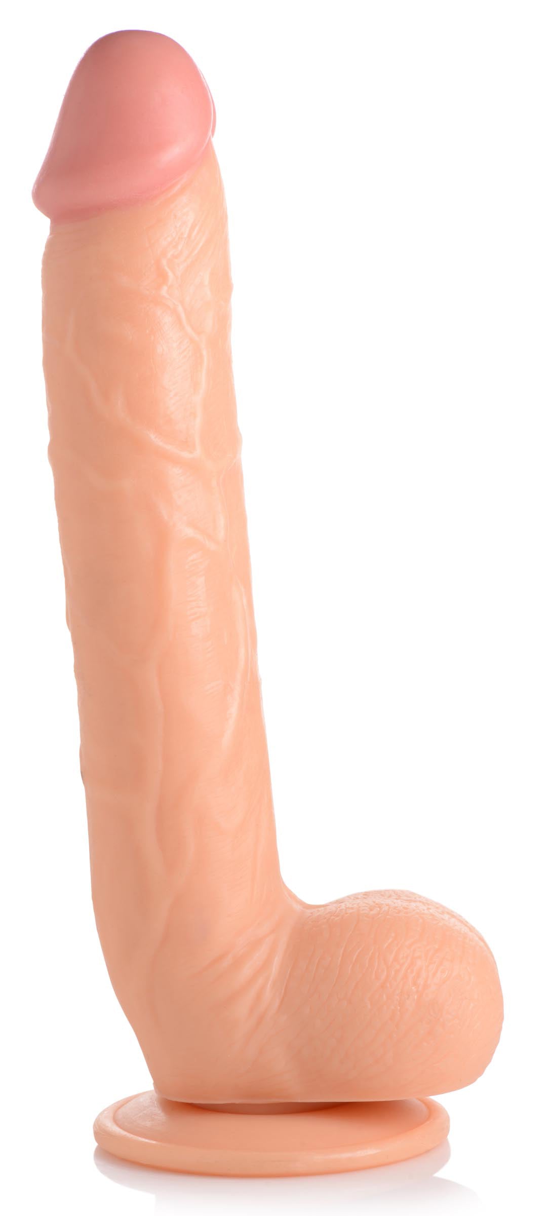 Long Logan 10 Inch Dildo with Balls - Beige