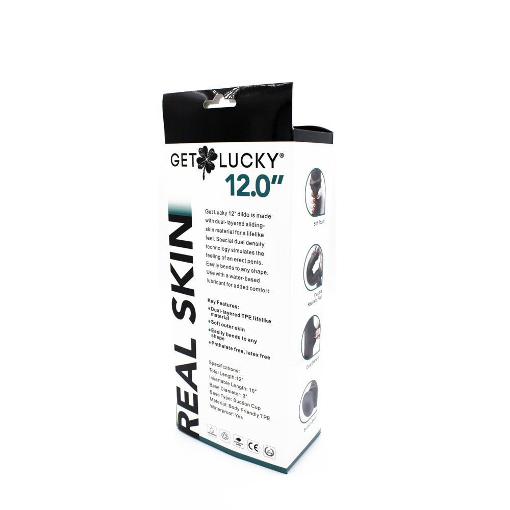 Real Skin 12 Dual Layer Dildo - Realistic Dark Brown Bendable Dildo
