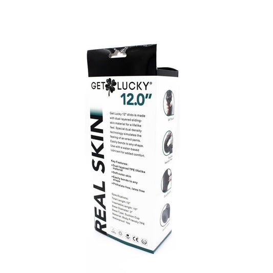 Real Skin 12 Dual Layer Dildo - Realistic Dark Brown Bendable Dildo
