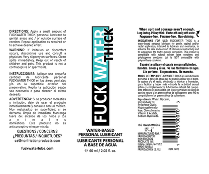 Fuck Water Thick 2oz Water-Based Lubricant with Vitamin E – Clear