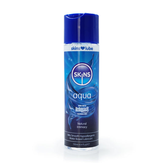 Skins Aqua Water-Based Lubricant 4.4oz - Natural Feel, Long Lasting, Clear