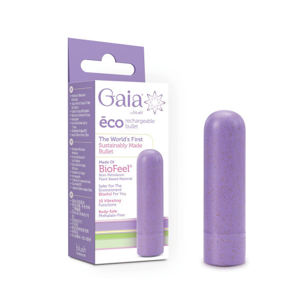 Gaia Eco Rechargeable Bullet Vibrator - Lilac - 10 Vibration Functions