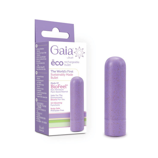 Gaia Eco Rechargeable Bullet Vibrator - Lilac - 10 Vibration Functions