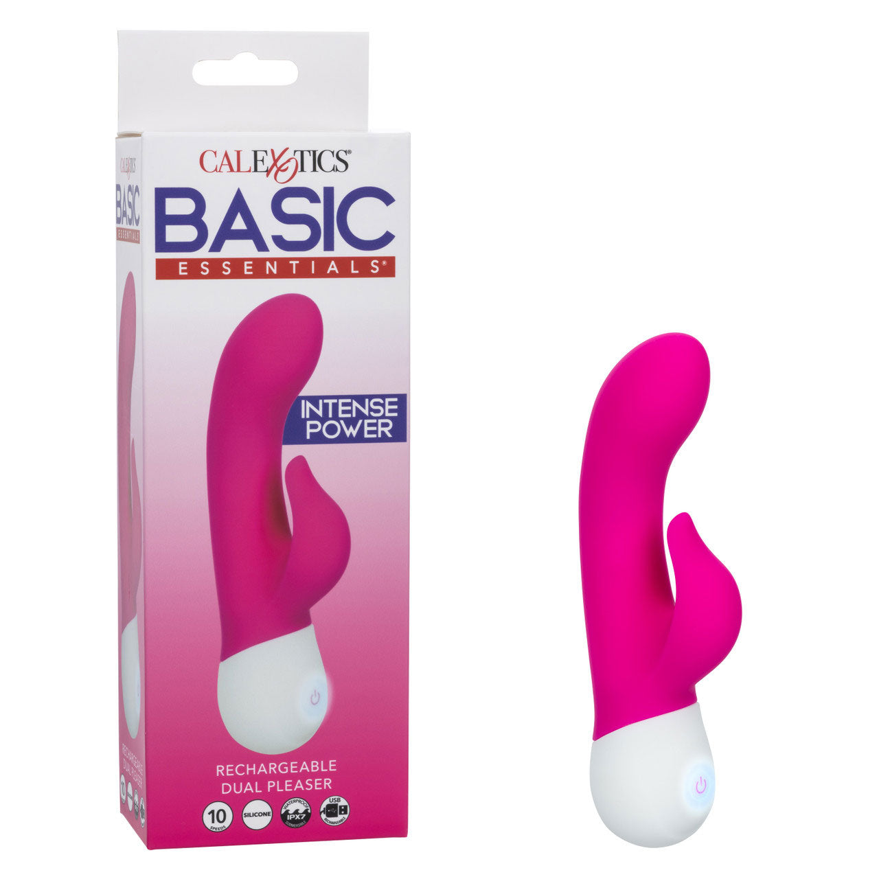 CalExotics Basic Essentials Rechargeable Dual Pleaser - Pink - Multi-Speed Massager