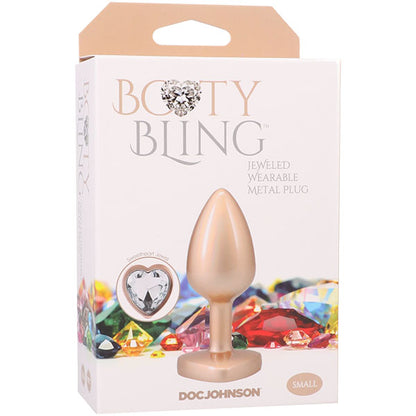 Doc Johnson Booty Bling Metal Heart Plug - Small - Gold - Tapered Tip for Easy Insertion