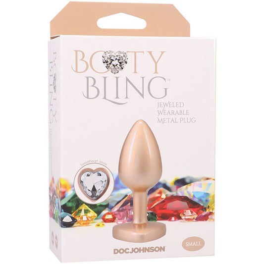 Doc Johnson Booty Bling Metal Heart Plug - Small - Gold - Tapered Tip for Easy Insertion
