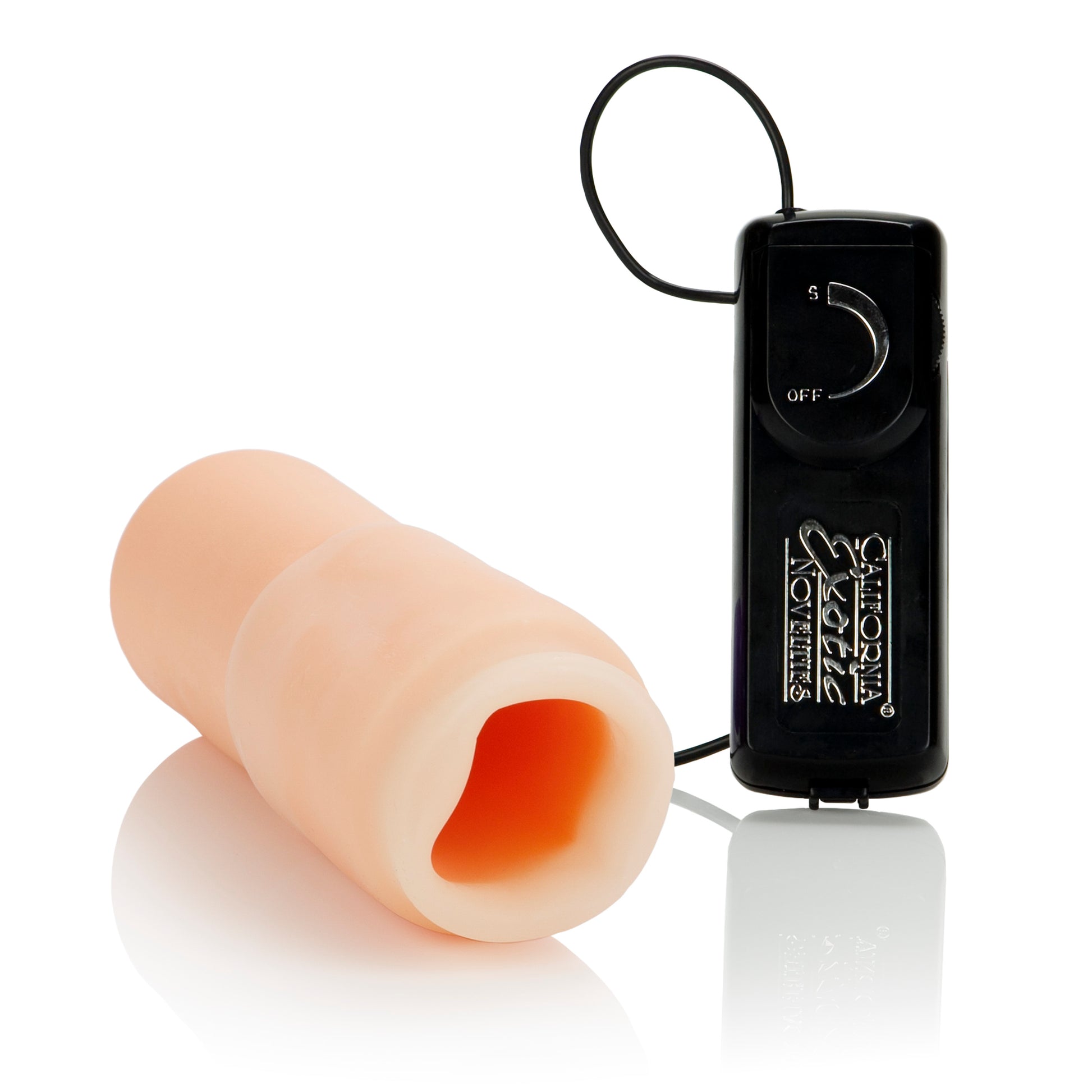 CalExotics Vibrating Oro Stimulator – Multi-Speed Vibrating Penis Sleeve – Beige