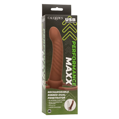 CalExotics Performance Maxx Rechargeable Ribbed Dual Penetrator – Brown
