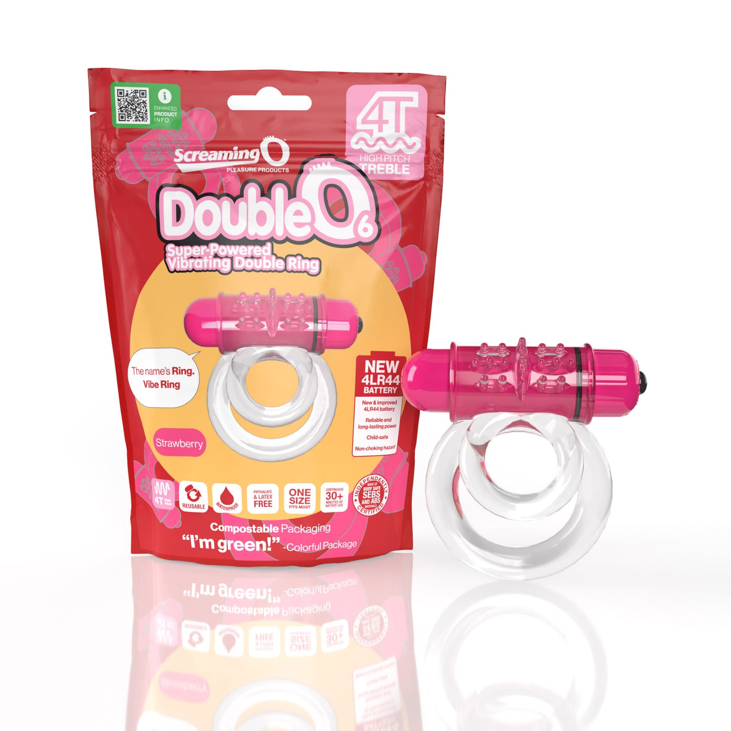 Screaming O Double O 6 Super Powered Vibrating Double Ring - Pink