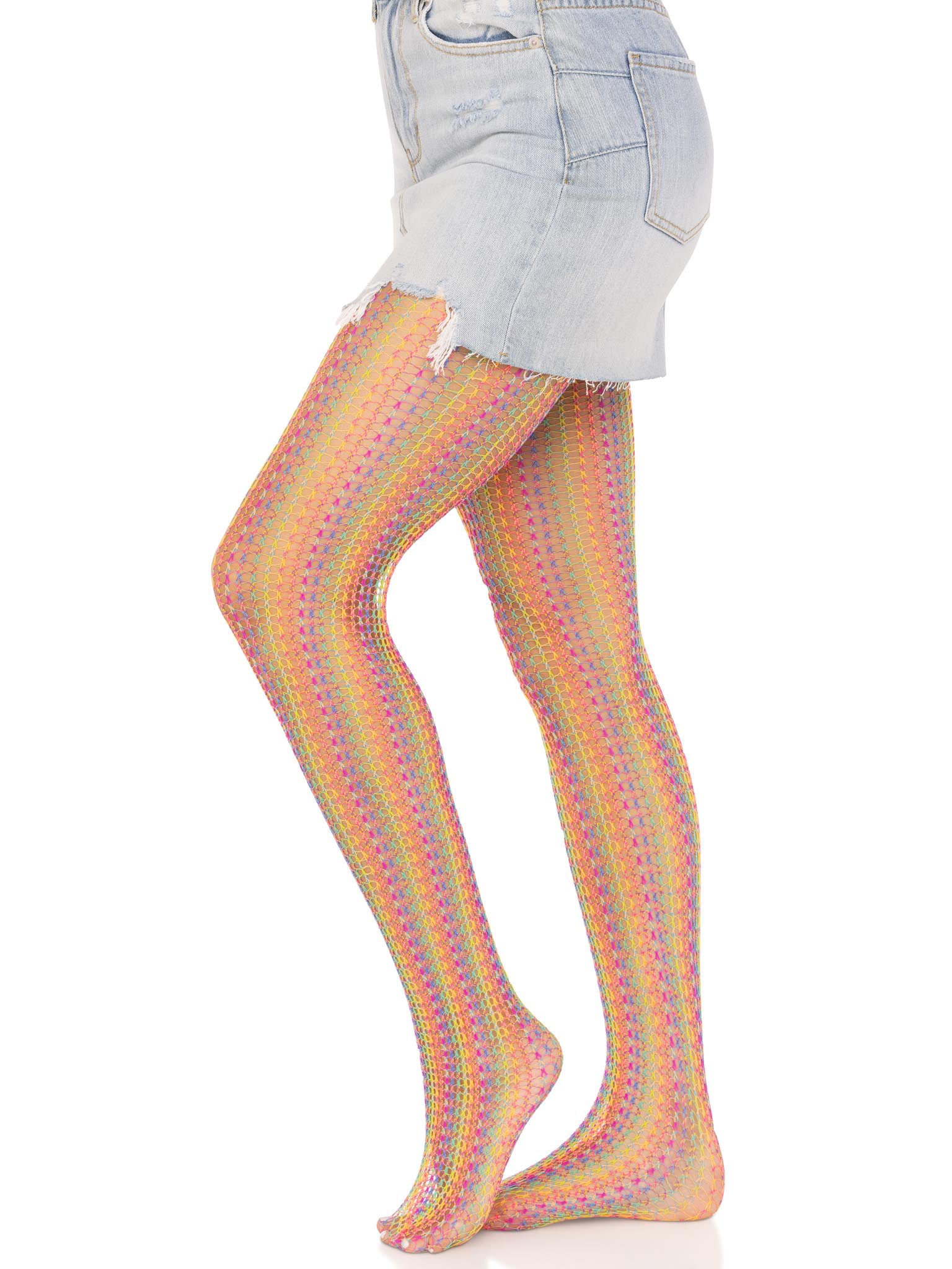 Leg Avenue Rainbow Crochet Net Tights – Multicolor – One Size