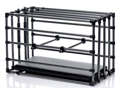 XR Brands Adjustable Kennel Cage with Padded Board – Black