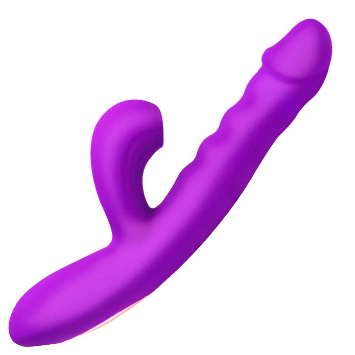 XR Brands Thrusting and Sucking Rabbit Vibrator - Purple - Multi-Function G-Spot and Clit Stimulation